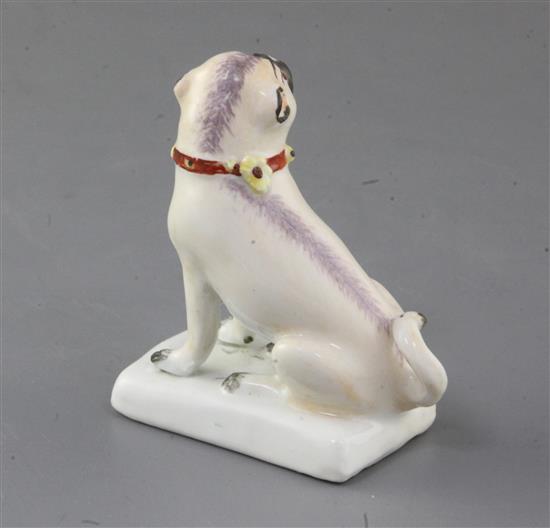 A Derby figure of a seated pug, c.1765-70, h. 8.8cm